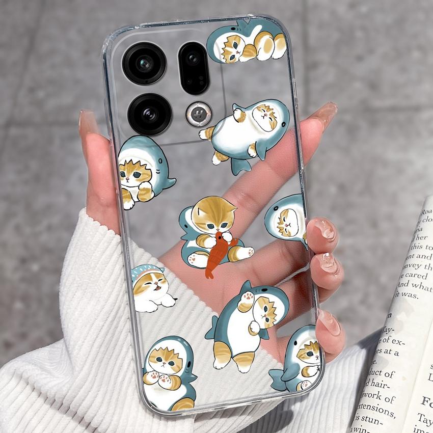 Suitable For Oppo Find X9 X7 X5 Pro X3 X2 Reno11 12 Pro Phone Cover Cute Panda Rabbit Pattern Transparent TPU Dustproof Protective Case For Oppo Shell