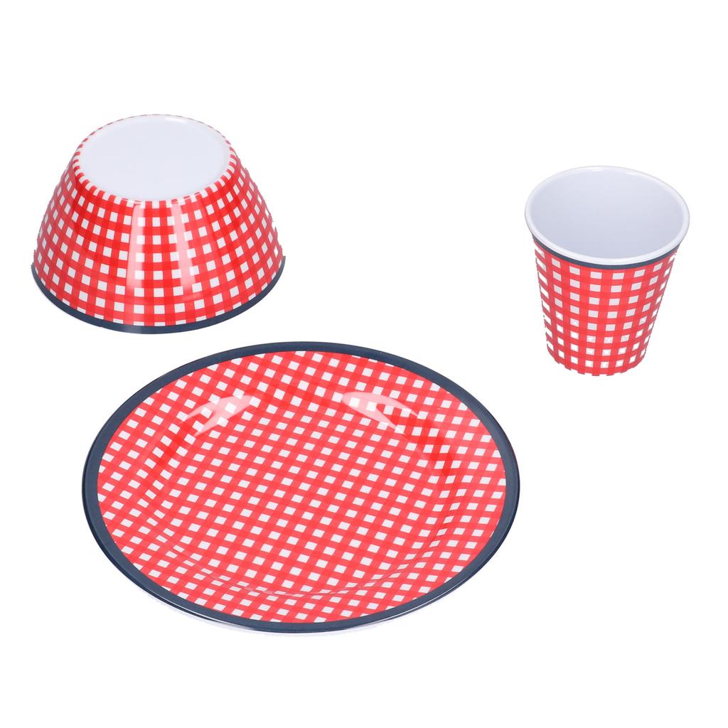 Red Grids Salad Plate Set Imitation Porcelain Fruit Snake Plate for Home Restaurant Hotel