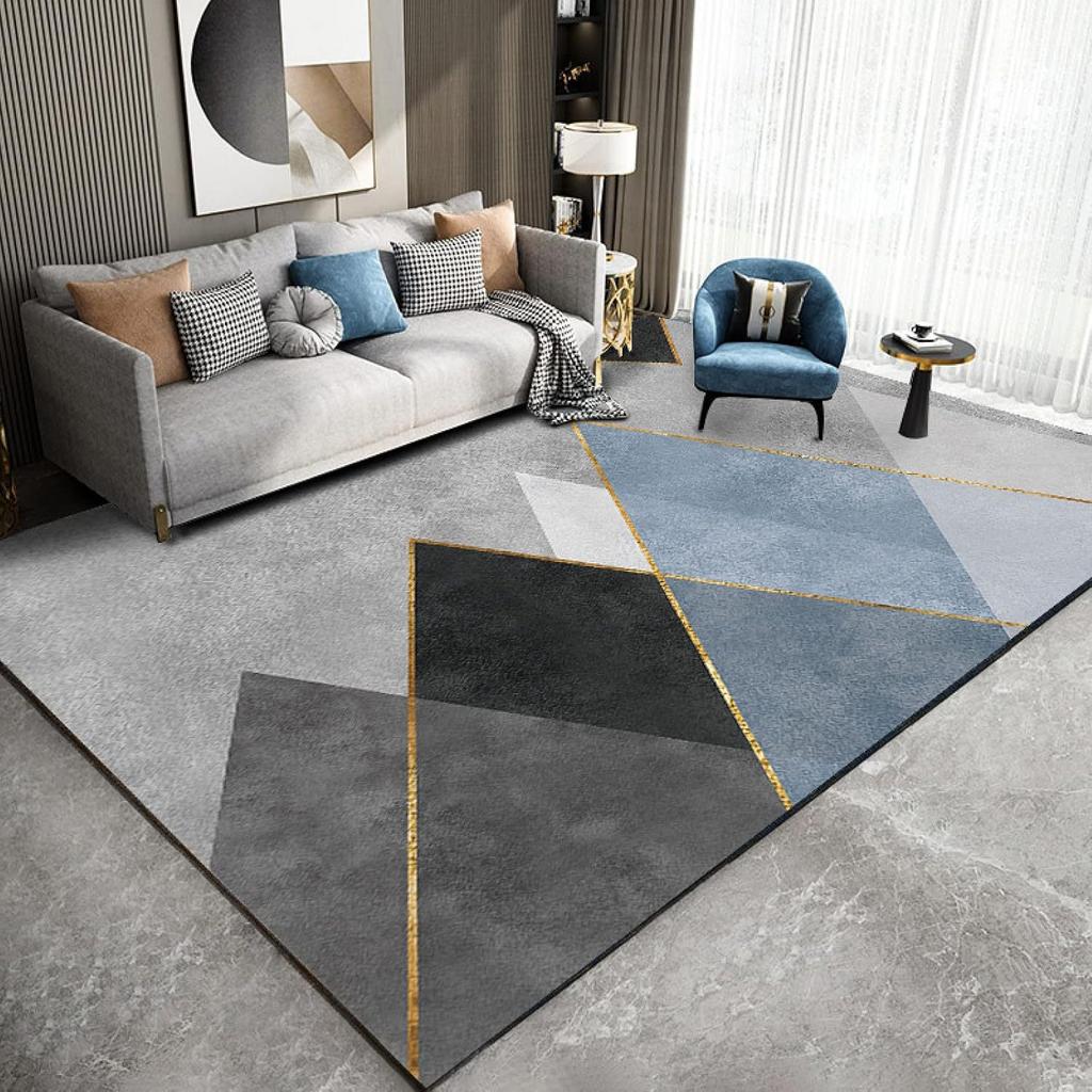 Vikama Nordic Geometric Luxury Loop Pile Rug - Washable Mat For Hall, Airbnb, Bedroom, Office, Home Decor