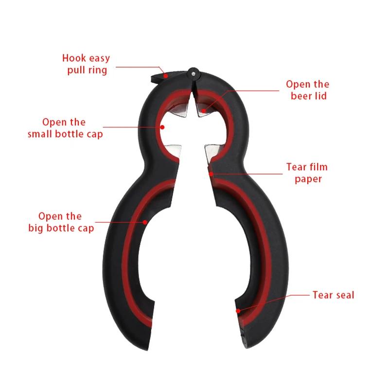 6 In 1 Multi Function Twist Bottle Opener, All In One Jar 8 Shaped Gripper Can Wine Beer Lid Twist Off Jar Opener Claw