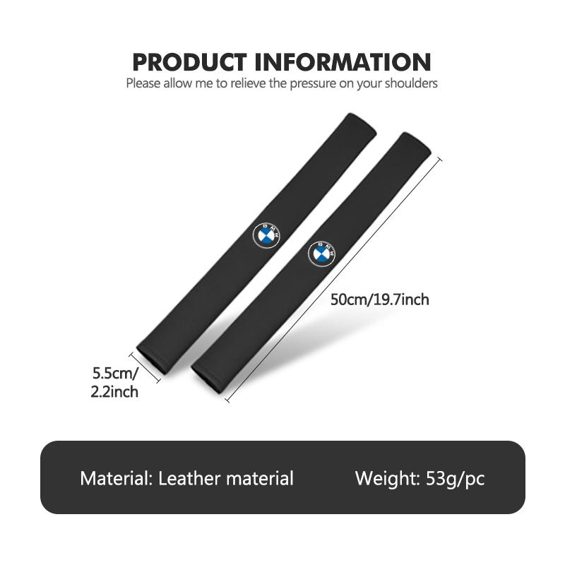 Leather Car Seat Belt Shoulder Protector Extended Decoration For BMW E90 E60 E46 E39 F30 F10 E87 X3 X4 X5 X1 G30 G20 TE8