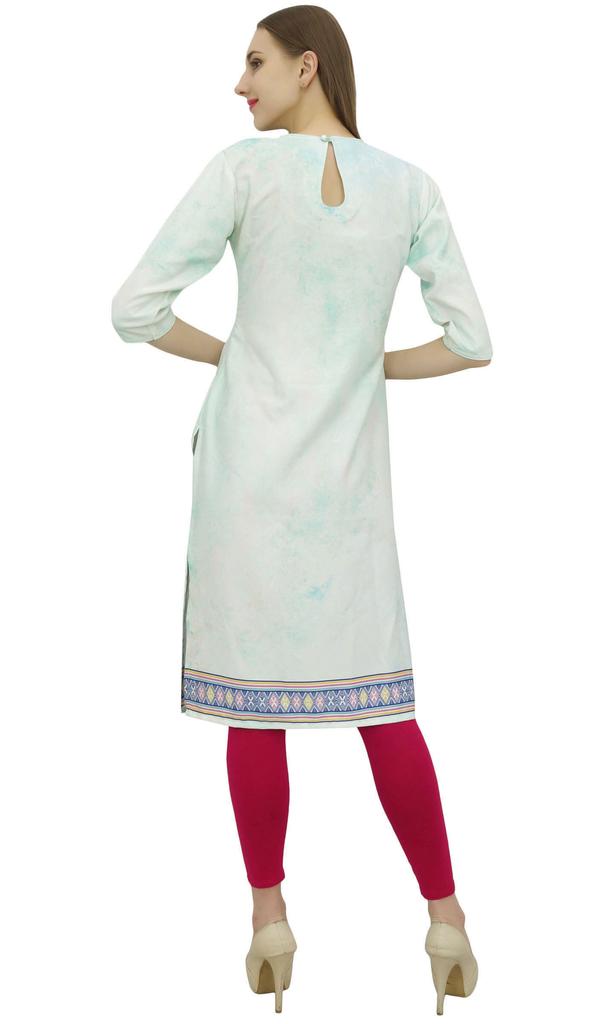 Bimba Women's Casual Digital Printed Kurta Green Ethnic Kurti Designer