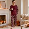 Men's Halloween Pajama Set Long Sleeve Round Neck Top and Pants Casual Comfortable Sleepwear