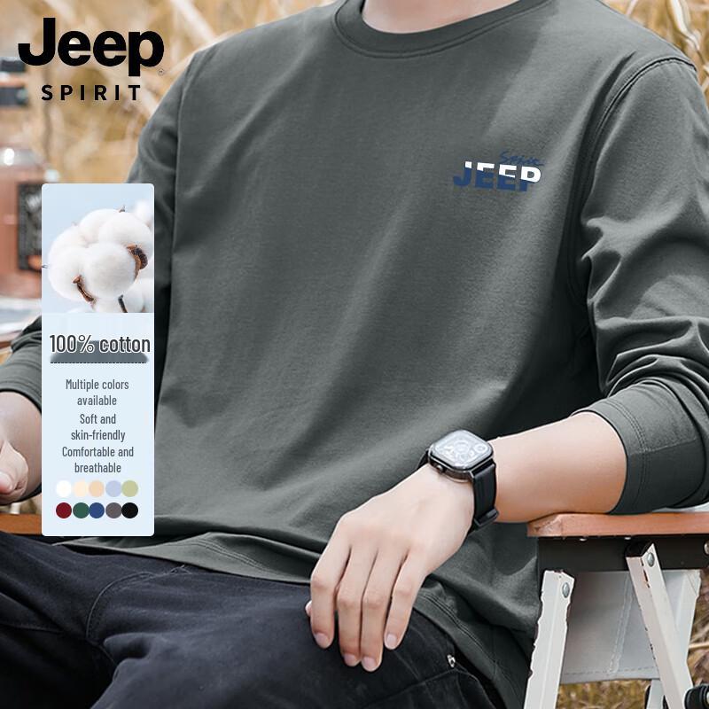 JEEP SPIRIT Men's Pure Cotton Long-Sleeve T-Shirt