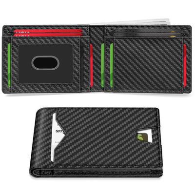 Men's RFID Anti-theft Carbon Fiber Leather Bifold Wallet