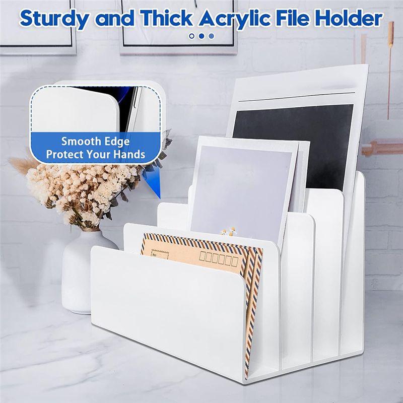 AAAF Desktop File Organizer, 4 Partition Desk Storage And Accessories Folder Sorter For Mail Stationery Electronics