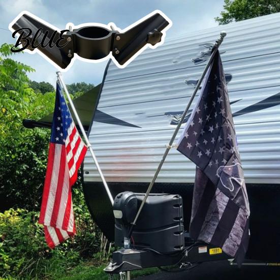 Aluminum Flag Pole Bracket Dual Mount Holder for Trailer Hitch Fits Outdoor Stand 2-2.25 Inch Receivers Heavy Duty RV Stand Camping Essential 2¼