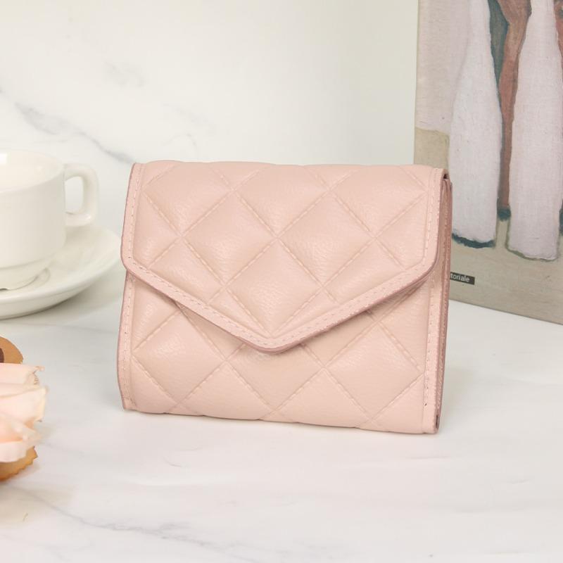 Simple student short wallet wallet niche diamond design multi-card women's small square bag change bag