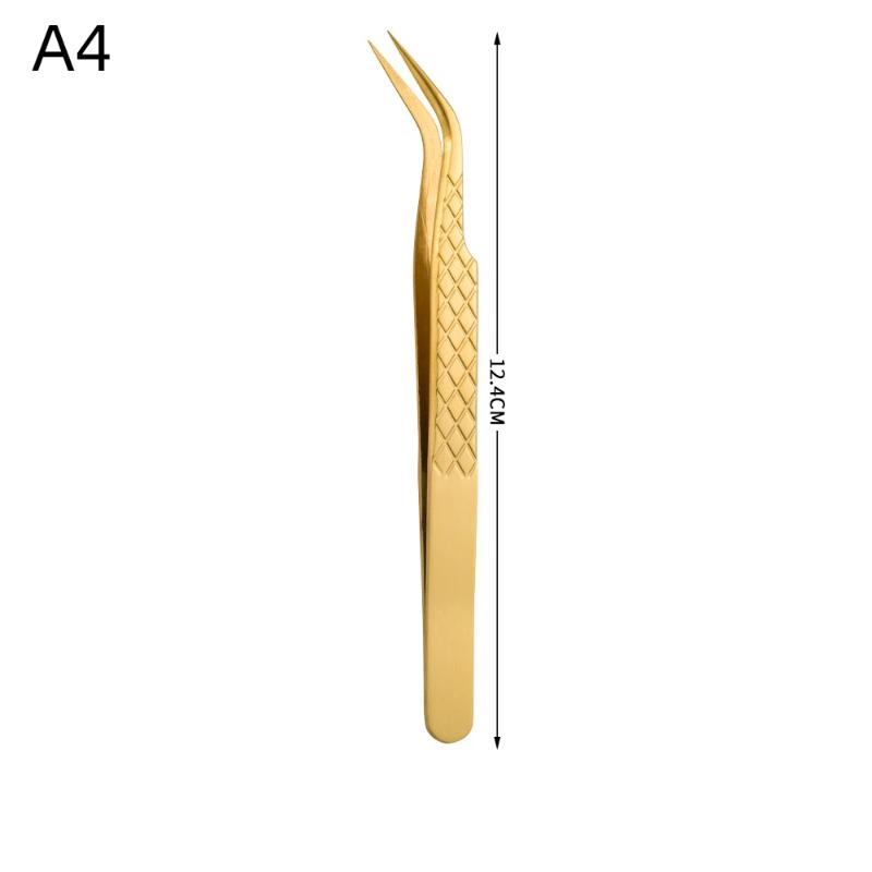 1Pcs Fiber Tip Gold Stainless Steel Lash Pickup Tool Eyelash Extension Tweezers For Volume Fans Classic Lash Isolation