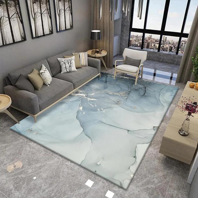 Nordic Light Luxury Marble Living Room Carpet Bedroom Art Abstract Bedside Carpets Kitchen Non-slip Balcony Study Rugs Porch Mat