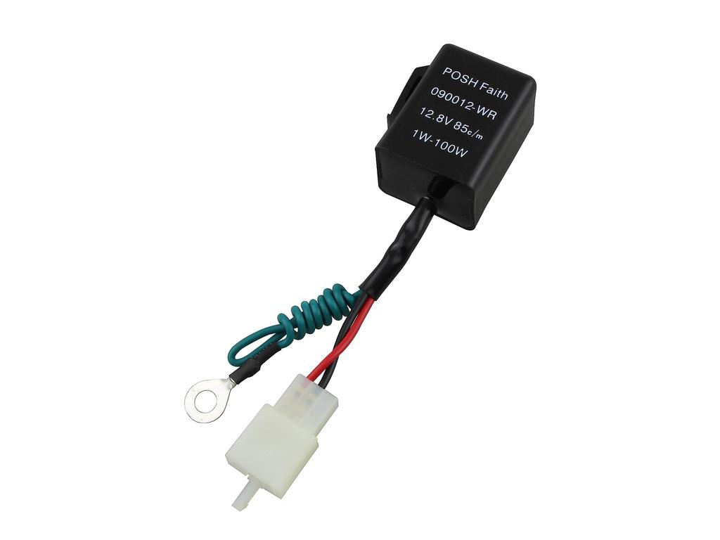 POSH FAITH 090012-WR Motorcycle Supplies Wide Watt Turn Signal Relay (LED Compatible) 2-Wire + Ground