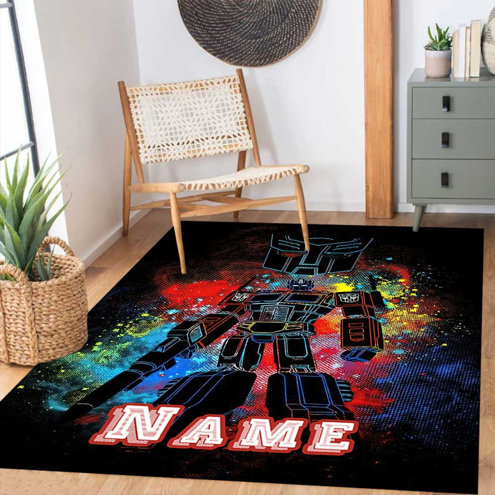 Transformers Fans Customize Your Name Rug, Office Chair Cushion, Home Bedroom Living Room Gift.
