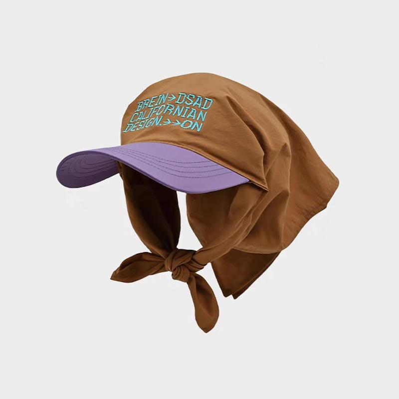 Headscarf Hat,Women, Embroidered Letters, Duckbill Hat, Men's Summer, Color Blocking, Triangular Scarf, Baotou Baseball Cap, Personalized Hip-hop Hat
