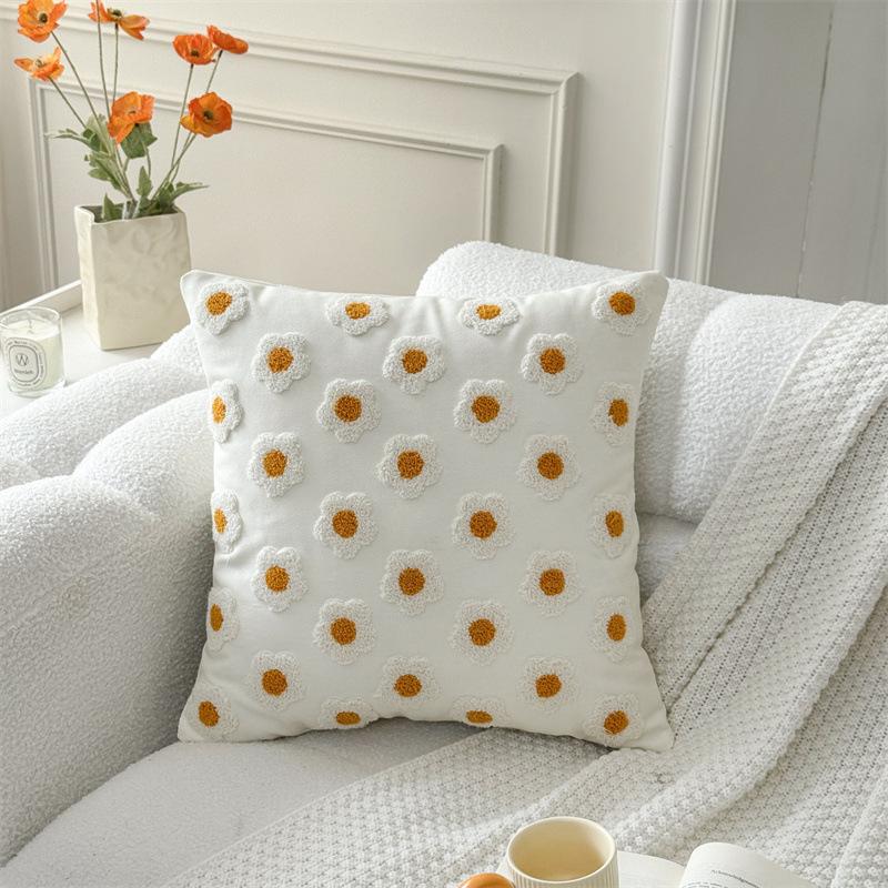 45x45CM Solid Color Square Throw Pillow Cover Light Luxury Nordic Flower Sofa Cushion Waist Cover Home Decorative Pillowcase