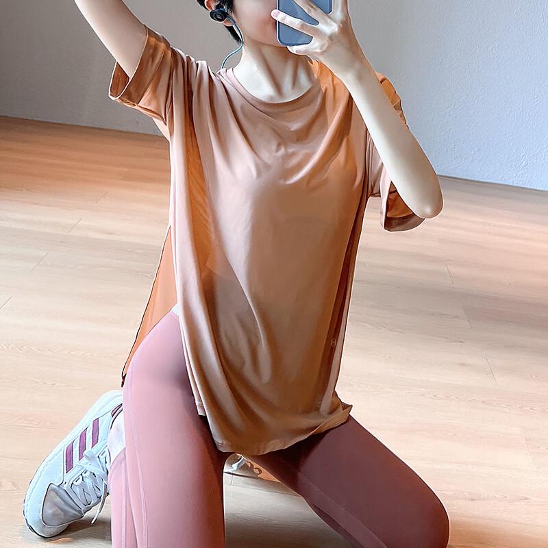 WEZHO Women s Mesh Breathable Loose Fit Short Sleeve Yoga Top