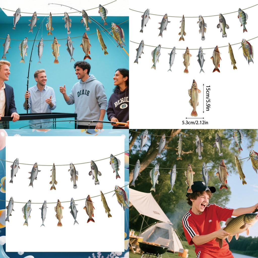 Fisch Party Banner zur Veranstaltungsdekoration Papier Zugflaggen für Feiern