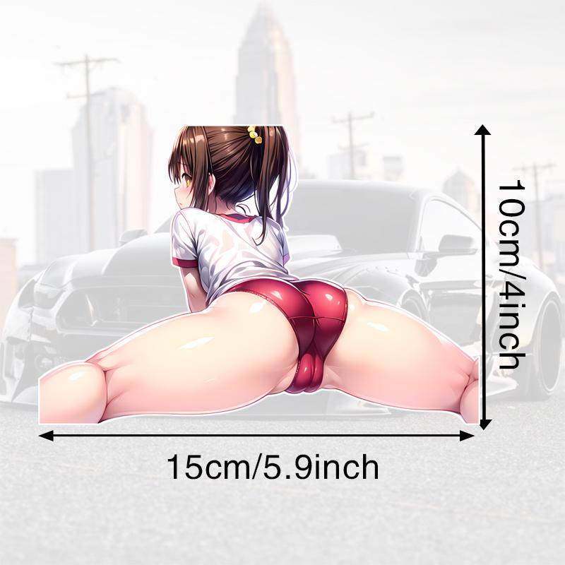 Anime Girl Car Sticker Personality Shy Woman Cartoon PVC Decal Skateboard Campervan Car Shape