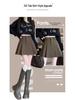 2025 Autumn/Winter Grey Wool Blend High-Waisted Slimming Pleated Skirt