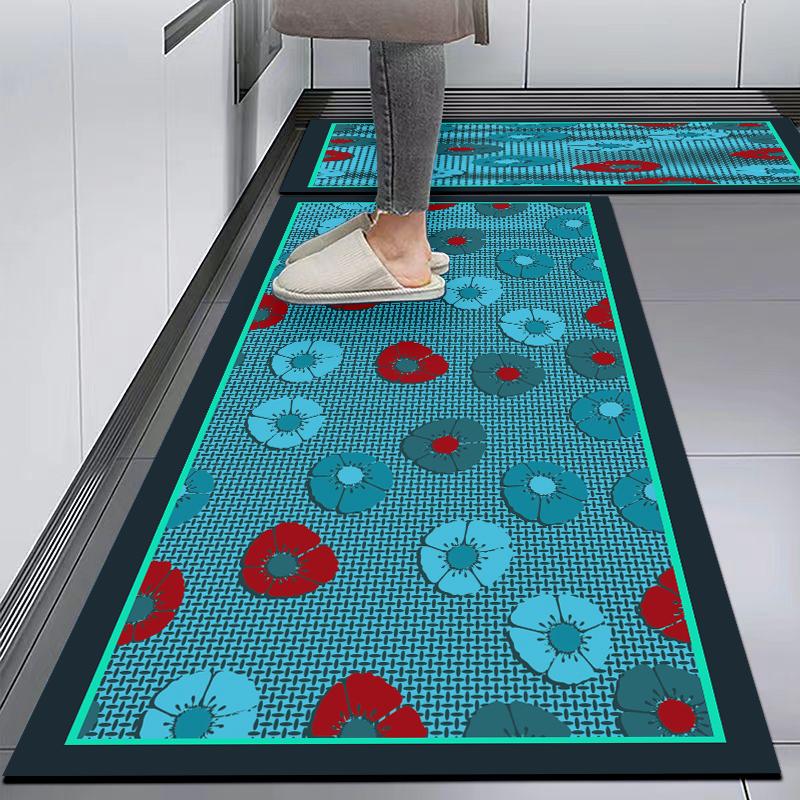 Household Diatom Mud Kitchen Special Floor Mat Blue Floor Mat Kitchen Non-slip and Dirt-resistant Foot Mat Oil-proof and Waterproof Floor Mat