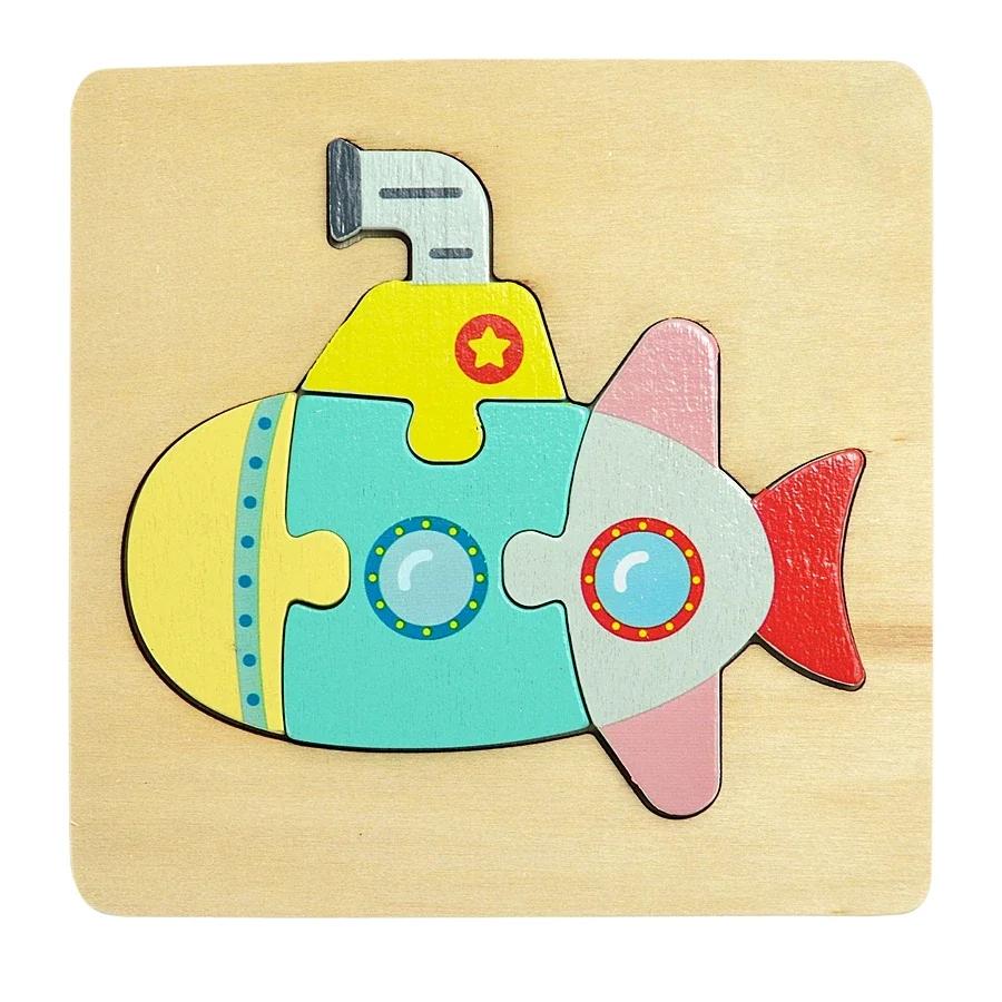 3D Puzzle Wooden Toys For Children Cartoon Animal Vehicle Wood Jigsaw Kids Baby Early Educational Learning Puzzles Wood Toys