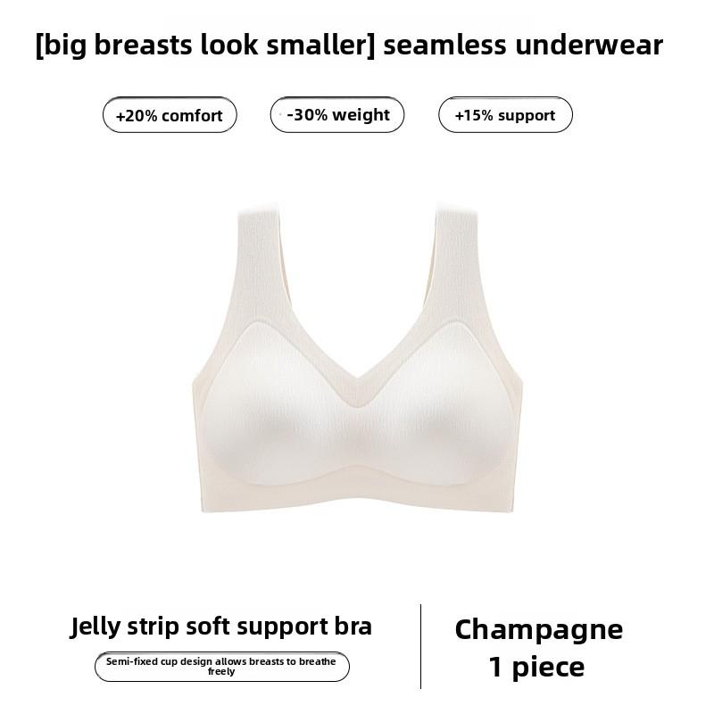 Seamless Sports Bra Women Push Up Large Breast Minimizer Small Chest Gather Wireless Bralette