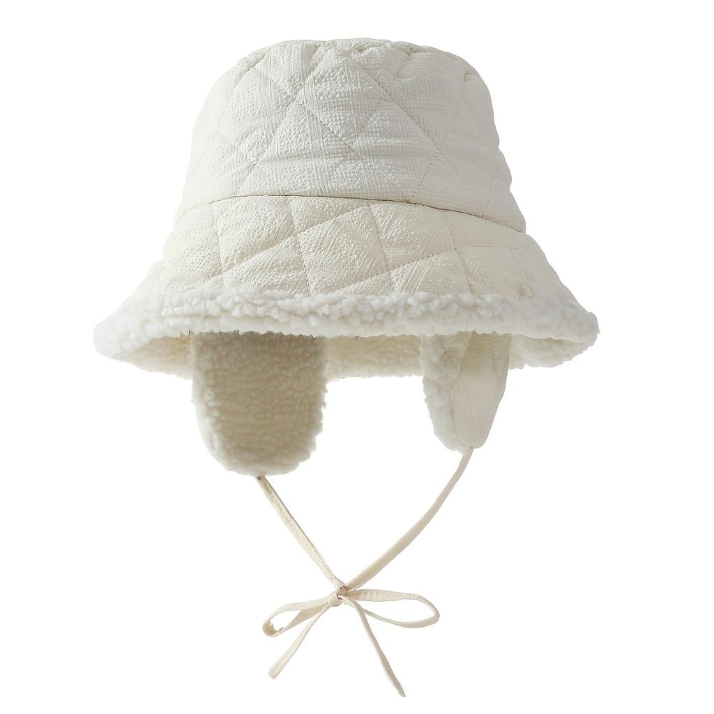 Women's Winter Thermal Bucket Hat with Ear Flaps & Fleece Lining - Thick Warm Non-Stretch Drawstring Closure for Skiing, Everyday Winter Outfits