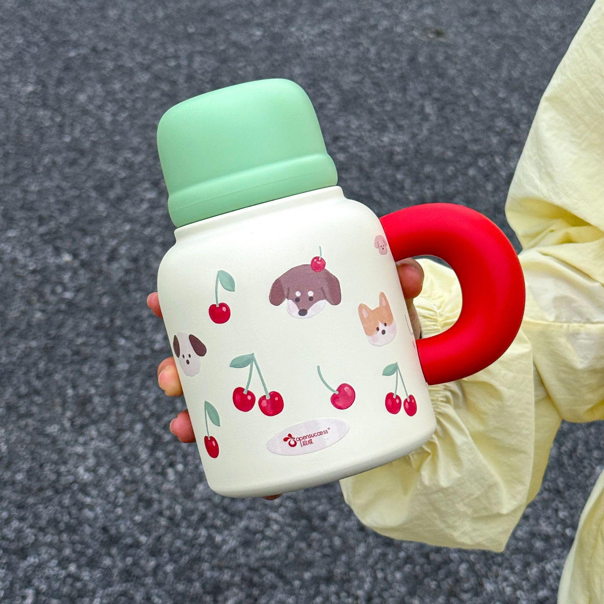 

Linbei thermos cup for girls, high value and large capacity office water cup with lid, cold cup, straw, cute children Single cup