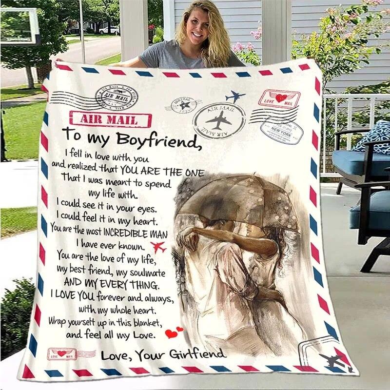 To My Wife/husband/Daughter/Son/Mom/Sister Blanket Custom Blanket Gift Air Mail Letter Blanket Family Gift Best Wish for Her/him