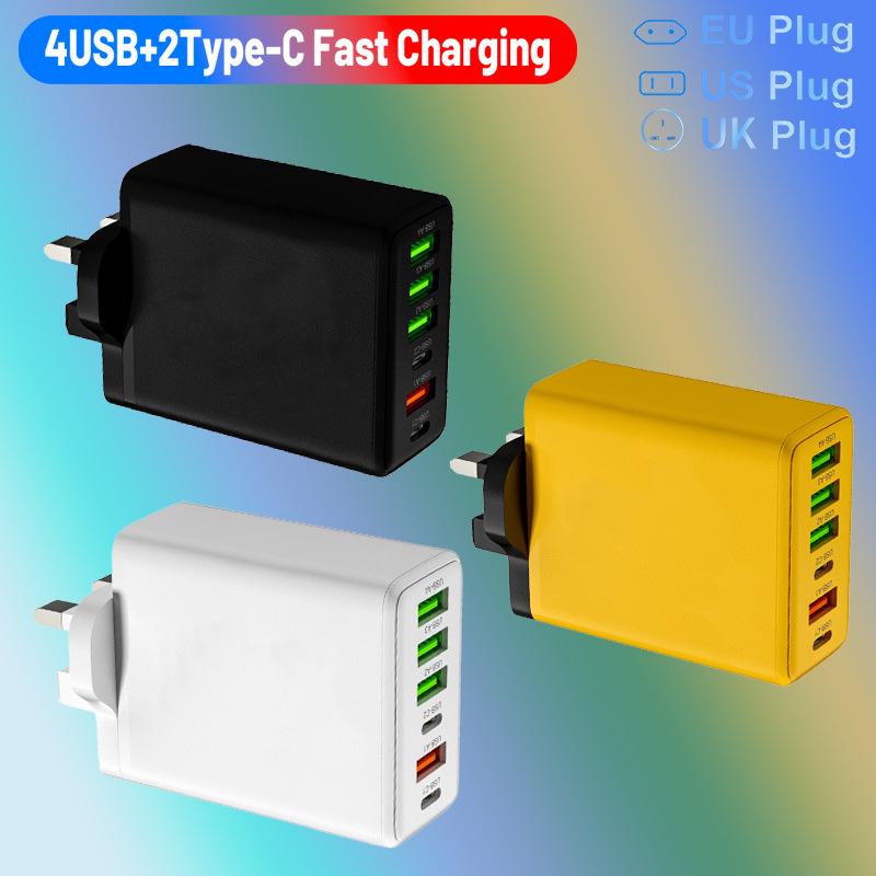 3.1A Multi-Port Mobile Charger: 2 Type-C PD + 4 USB Travel Charger