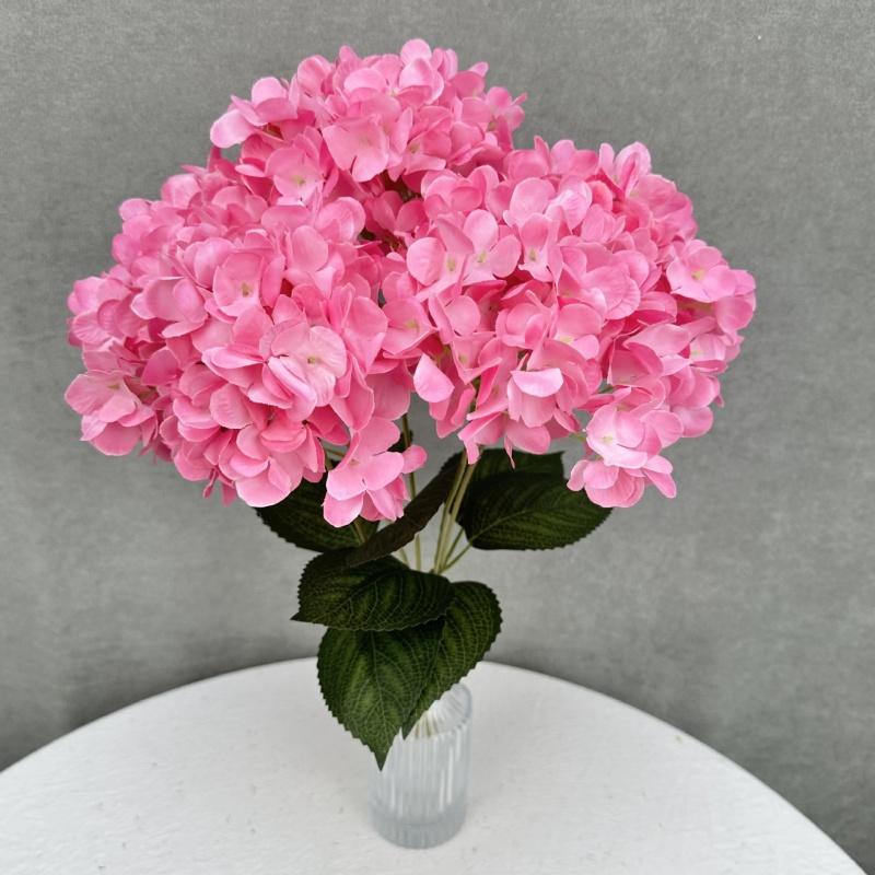Hot Sale 5 Heads Artificial Hydrangea Bouquet Silk Hydrangea Burgundy Artificial Flowers Bouquet for Wedding Event Decoration