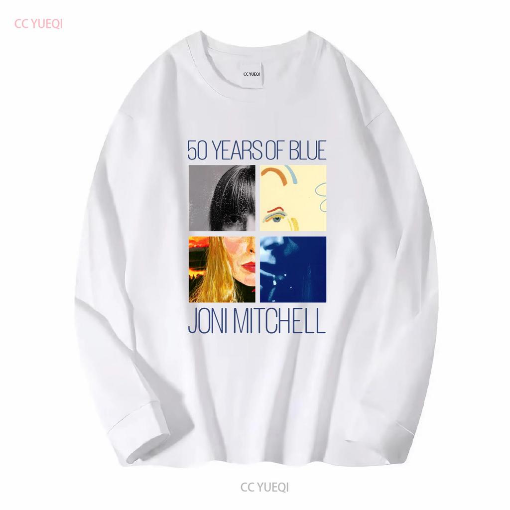 Joni Mitchell 50 Years of Blue in White T Shirt Full Size S To 5XL LL1637 vintage Washed Top For Everyday Wear Unisex Soft