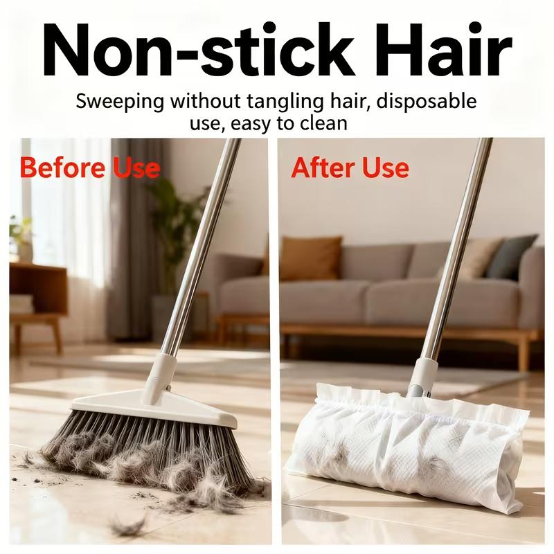 10/50/100 PCS Disposable broom cover Net Hair Absorbent Catcher Dust Removal Paper Household Non-woven Fabric Broom Dust Cover 10PCS