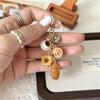 Bagel Cartoon Key Chains Alkali Bread Bag Pendant Portable Coffee Bread Keychain  Bag Pendant