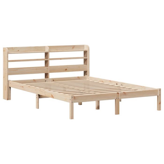 VidaXL Bed Frame with Headboard 120x190 Cm Solid Pine Wood, Bed, Bedroom Furniture, Wooden Bed, Bed 3306529