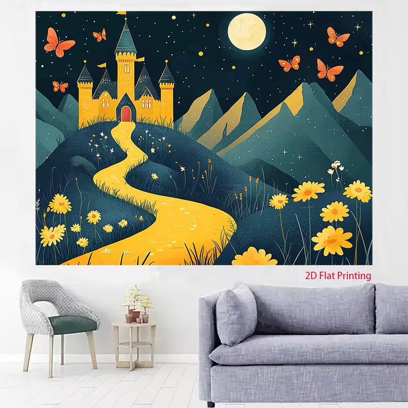 2D Cartoon Magical Kingdom Kids Birthday Newborn Photography Backdrop Decor