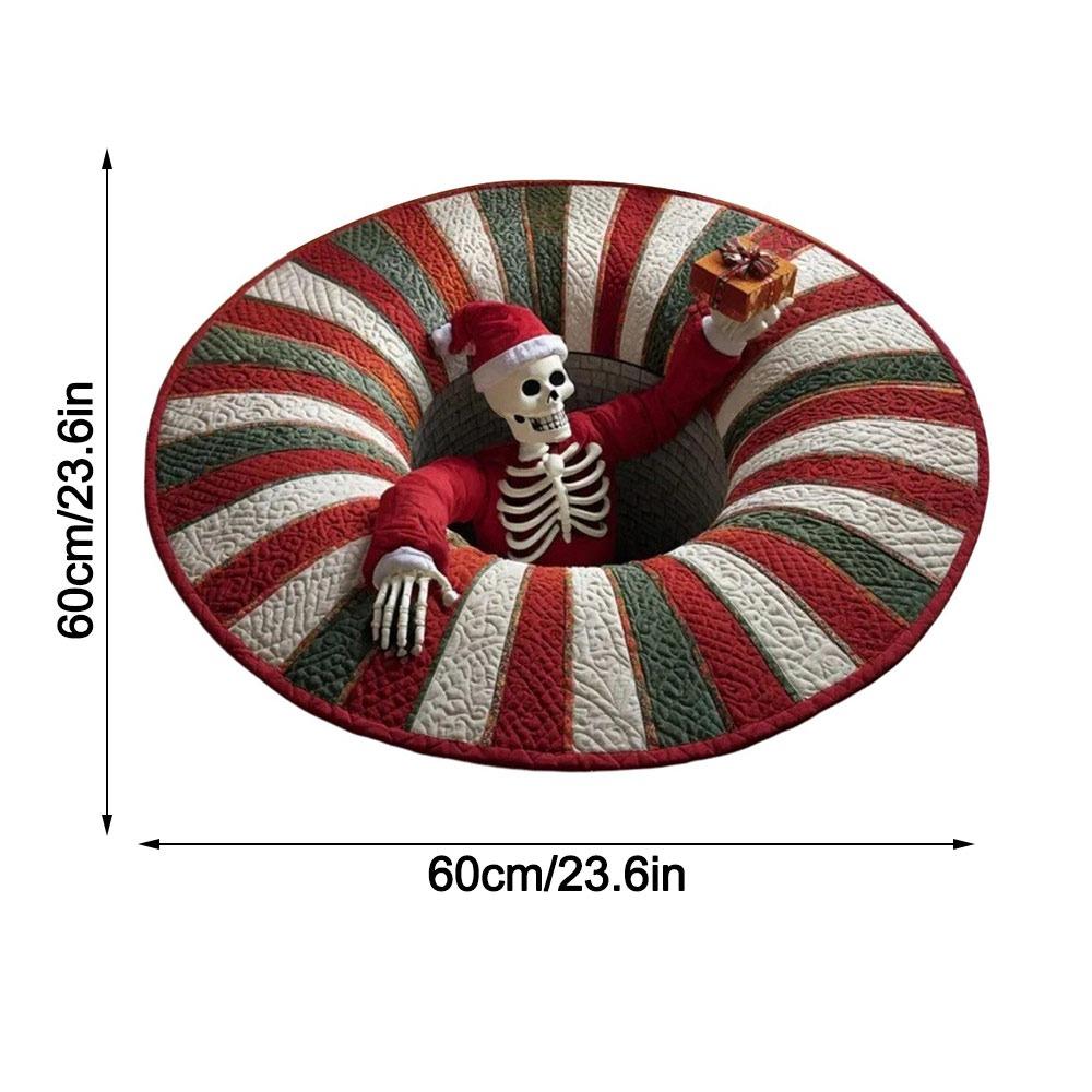Crystal Velvet Christmas Round Carpet Red 3D Special-shaped Christmas Tree Base Mat Atmosphere Decoration Anti-Slip