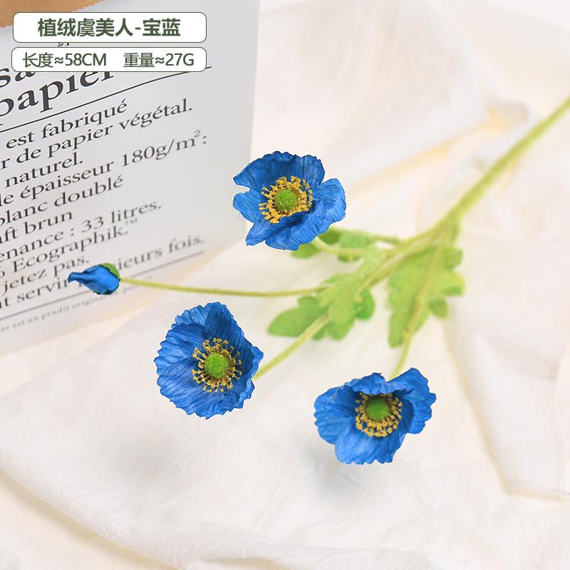 Yumei Simulation Flower, Velvet Poppy Flower Wedding Decoration Home Decoration Simulation Silk Flower Fake Flow