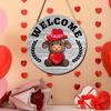 Interchangeable Upland Cow Welcome Sign with 35 Accessories Wooden Seasonal Decor for Home Hanging Wall Decoration