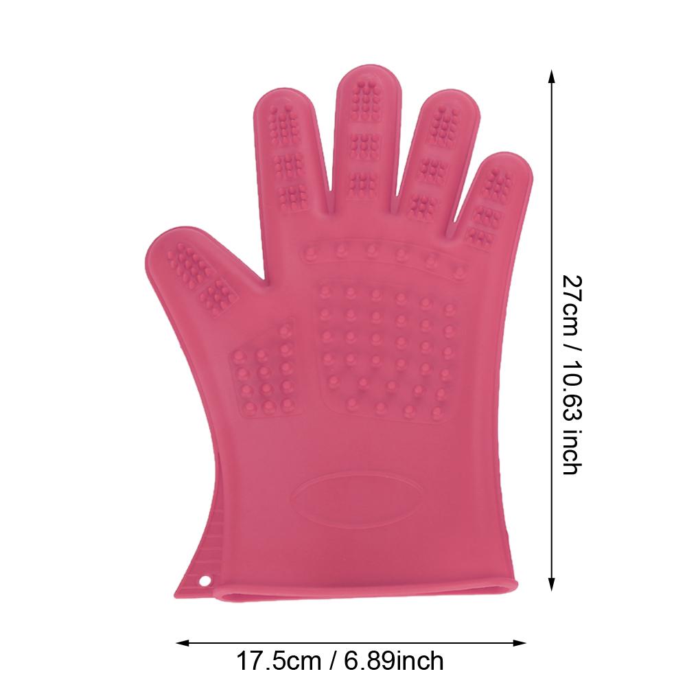 Silicone Waterproof Pet Bathing Brush Grooming Massage Gloves Dog Hair Comb Rose Red