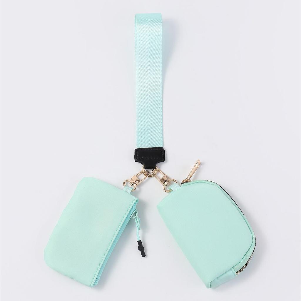 LULU Color Block Waterproof Nylon Coin Purse & Wristlet Key Bag