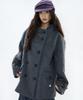 BAUF Check Double Button Half Coat [Grey]