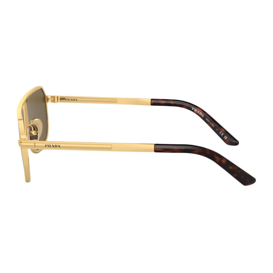 Prada Logo Print Rectangular Sunglasses Men Sunglasses Gold PRA53S1BK01T