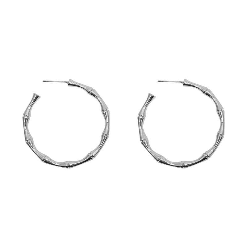 Circle Bamboo Earrings Female Large Circle Light Luxury Niche Senior Sense Earrings Ear Buckle Tide Earrings Elegant Accessories Classic Jewelry