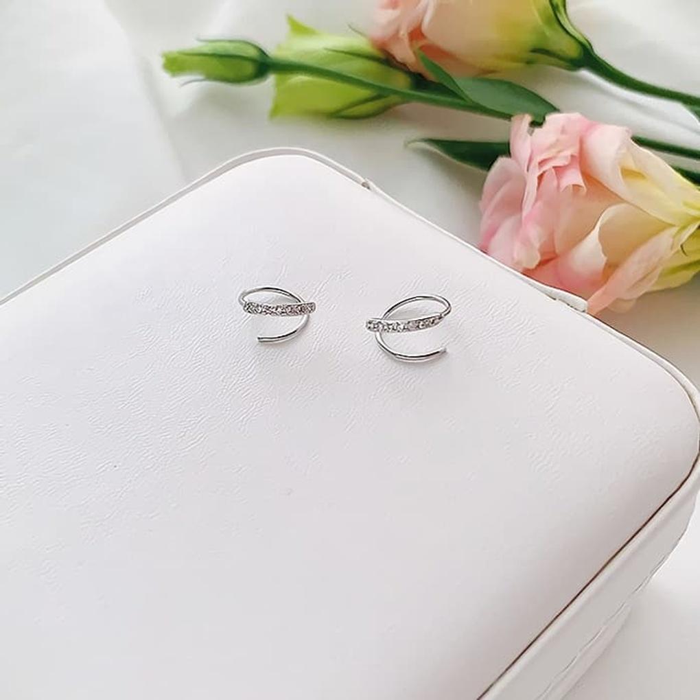 

Daily Ear Cuff Earrings Mini Cubic Spiral Silver