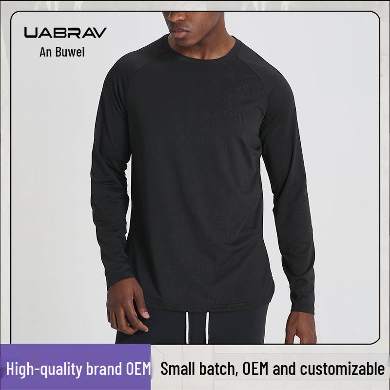 

Men s Quick-Dry Long Sleeve Crew Neck Sports Top L чорний