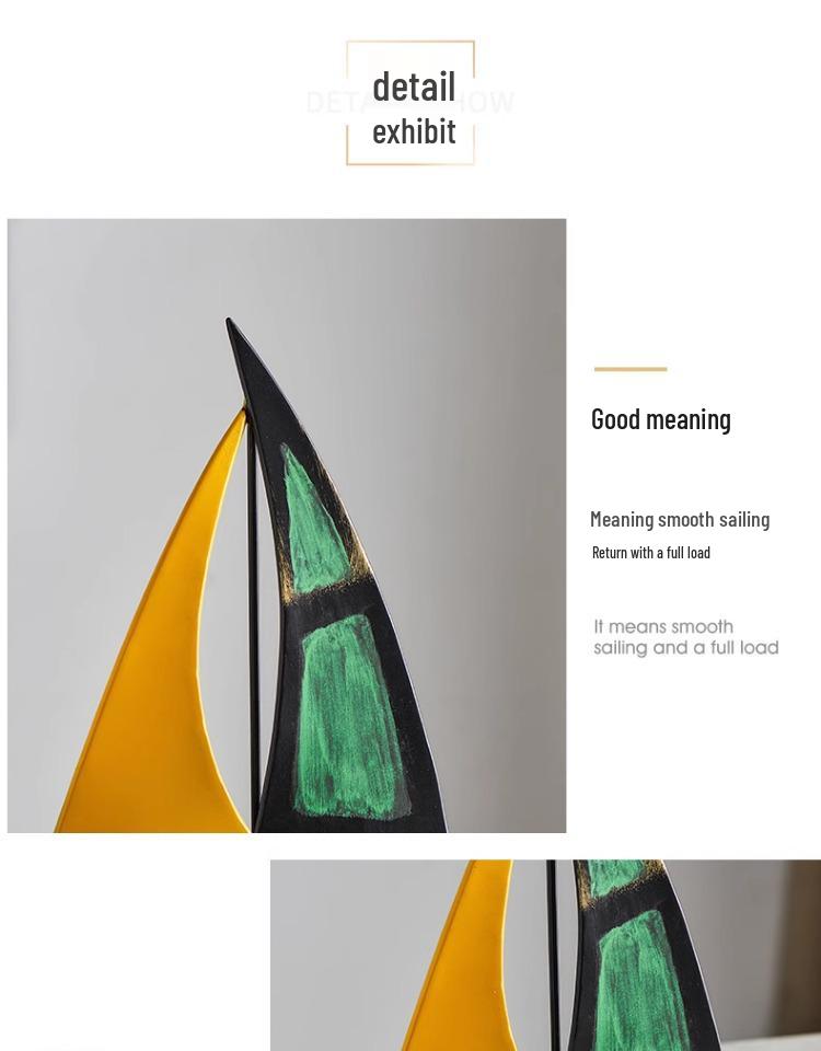 Retro Sailboat Model Ornament: Luxurious Decor for Living Room, Office, or Cabinet