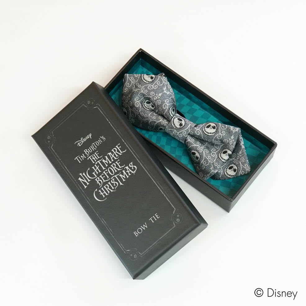Disney Nightmare Before Christmas Bow Tie, Jack Pattern, Light Gray, DSD49038