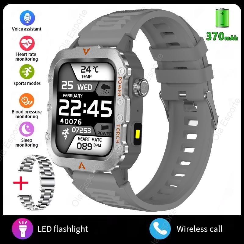 New Sports Smartwatch Bluetooth Call LED Flashlight Sleep Health Monitoring Fitness Tracking Men Outdoor Smart Watch HT30