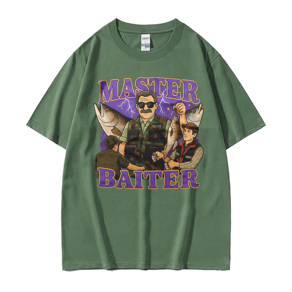 Funny Fishing Master Baiter Graphic T Shirts Men Women Vintage Fisherman Humor Tshirt Casual Loose Oversized T Shirt Streetwear