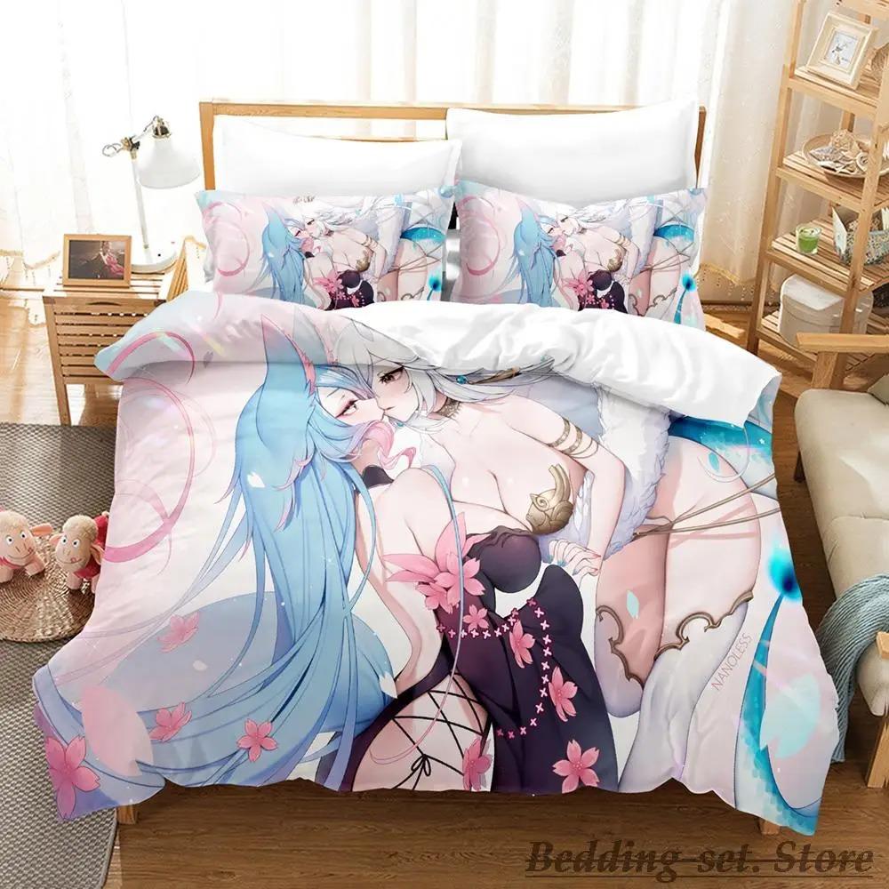 Sexy Girls Silvervale VTuber Bettwäsche-Set Einzelbett Twin Full Queen King Size Bettset Erwachsener Kind Schlafzimmer Bettdeckenbezug-Sets Anime